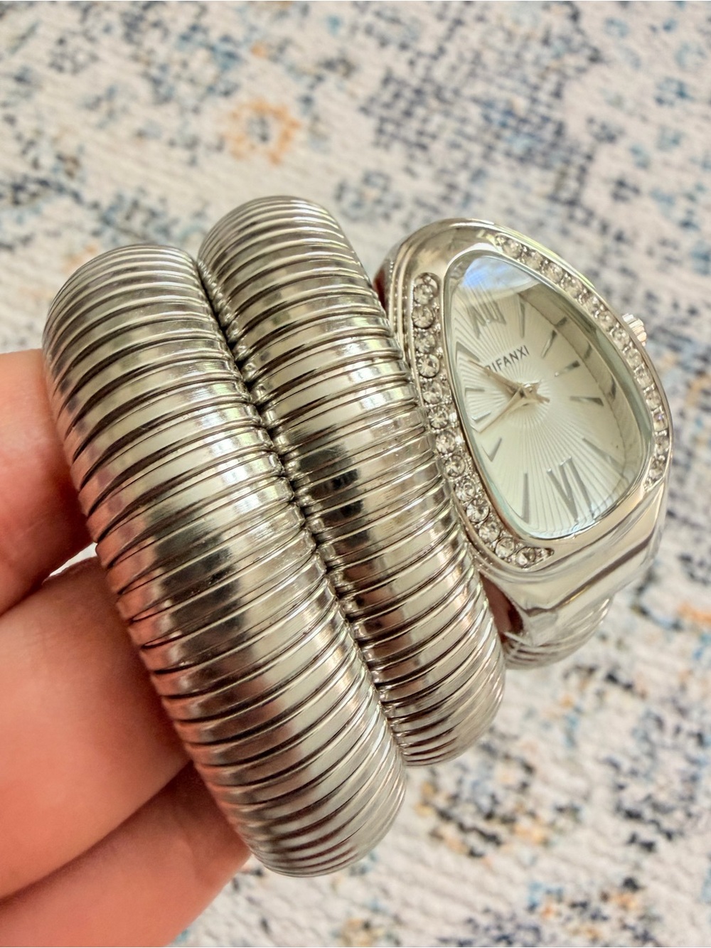Serpenti Snake Silver Coil Wrap Watch with Crystal Accents - Picture 4 of 9